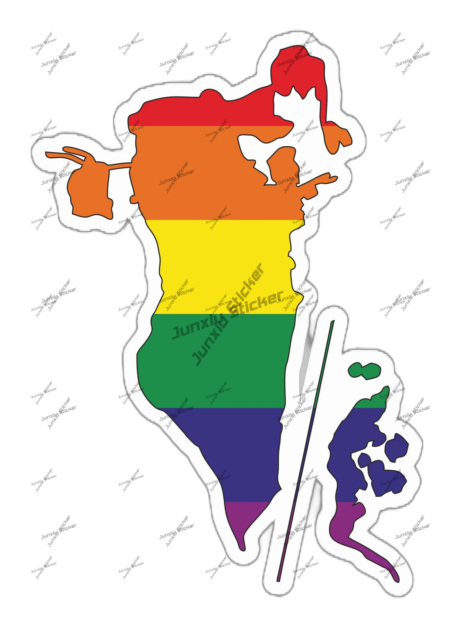 Car Accessories Bahrain - Bahrain Gay Regenboog Omtrek Vlag Sticker