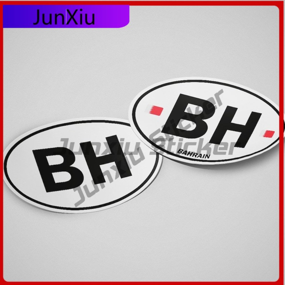 Car Accessories Bahrain - Bahrain Vlag Sticker Ovaalvormig Wit en